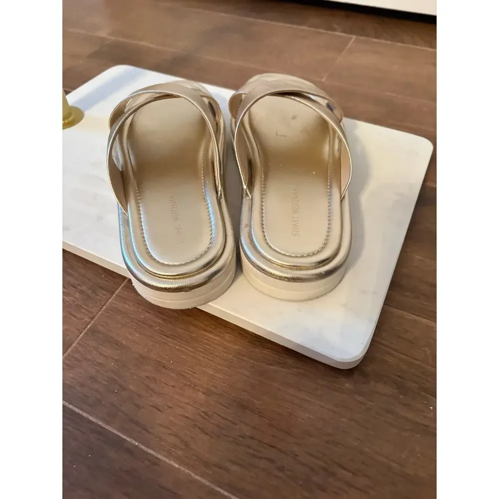 Stuart Weitzman Sandal Roza Lift Metallic Gold Luxury